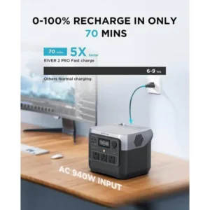 پاور استیشن 800 وات اکوفلو مدل RIVER 2 Pro (UK version) ظرفیت 768 وات ساعت