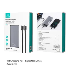 پاوربانک یوسمز مدل US-CD165 ظرفیت 30000 میلی آمپر ساعت به همراه کابل USB-C