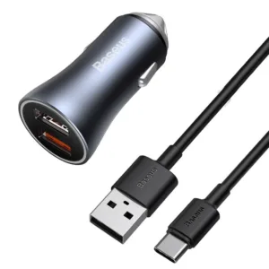 شارژر فندکی باسئوس  مدل TZCCJD-40W به همراه کابل تبدیل USB-C