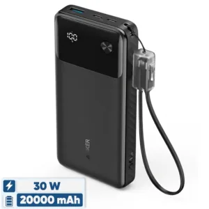 پاوربانک 30 وات انکر مدل A1384 ظرفیت 20000 میلی آمپر ساعت به همراه کابل USB-C