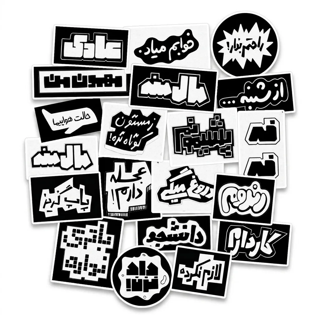 استیکر لپ تاپ ماسا دیزاین طرح متن کد STMD مجموعه 20 عددی